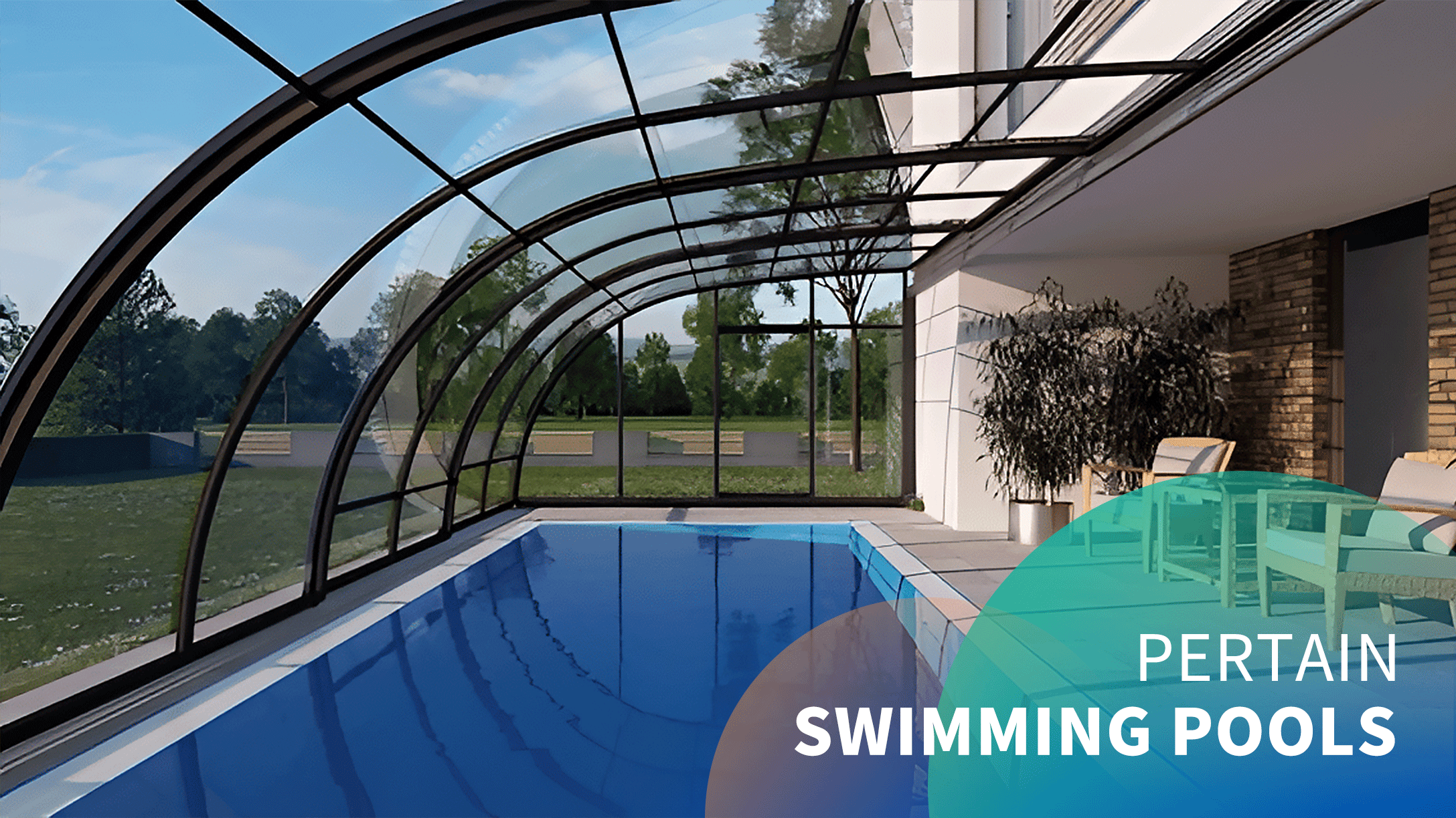 Motorized PC sheets swimming pool enclosure