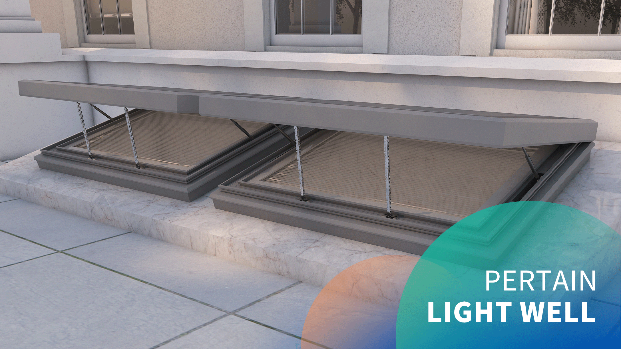 Motorized lightwell 40° top-hung skylight
