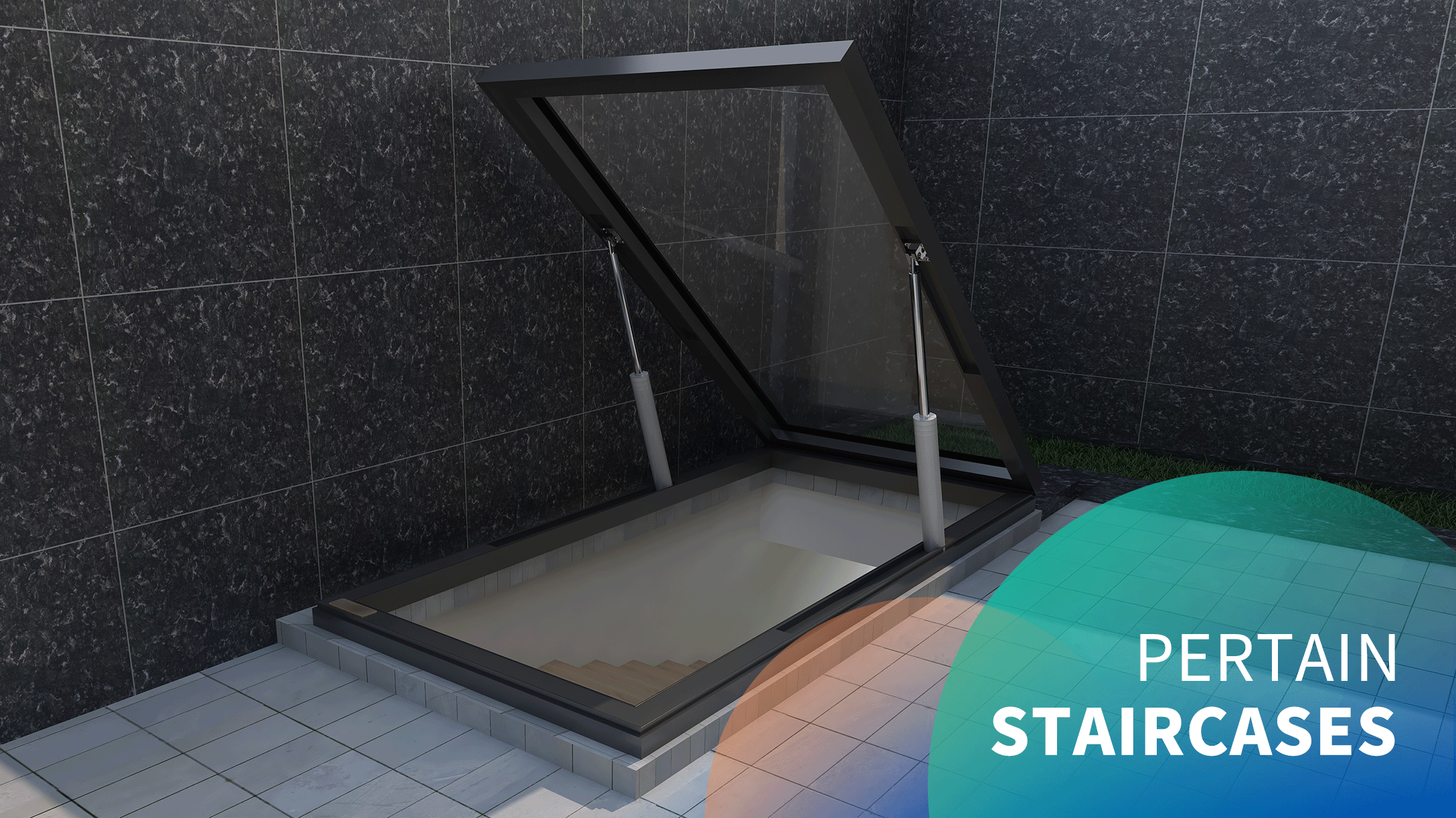 Electric stairways 90° top-hung skylights