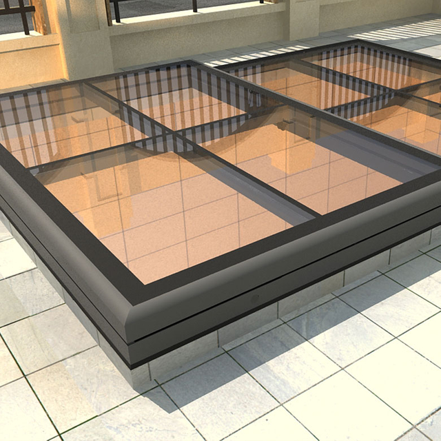 Motorized trackless small sliding skylight for basement