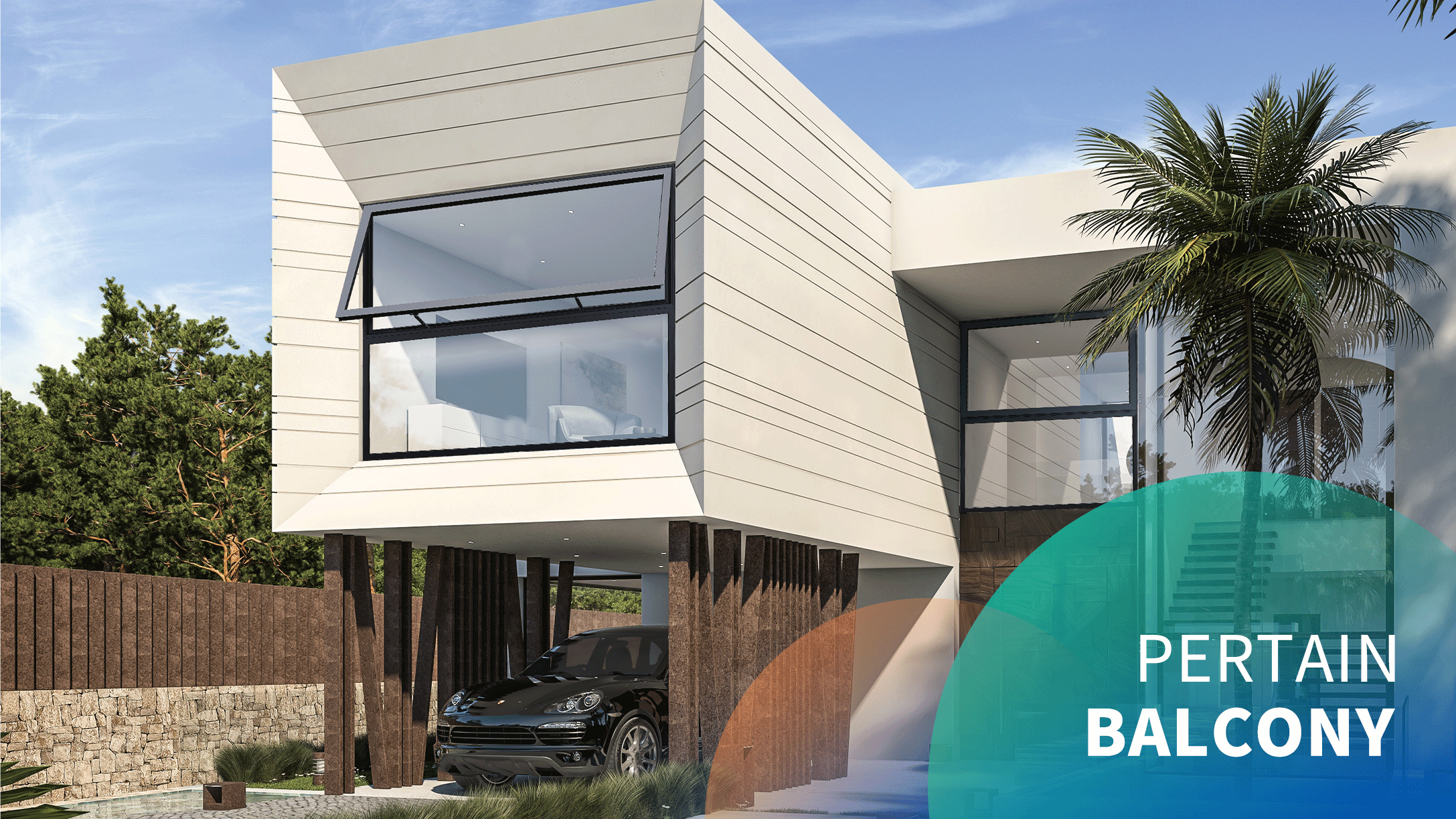 Motorized balcony top-hung windows