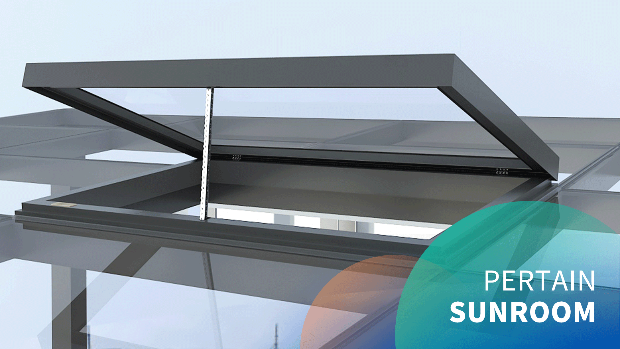 Electric sunroom roof 40° top-hung skylight