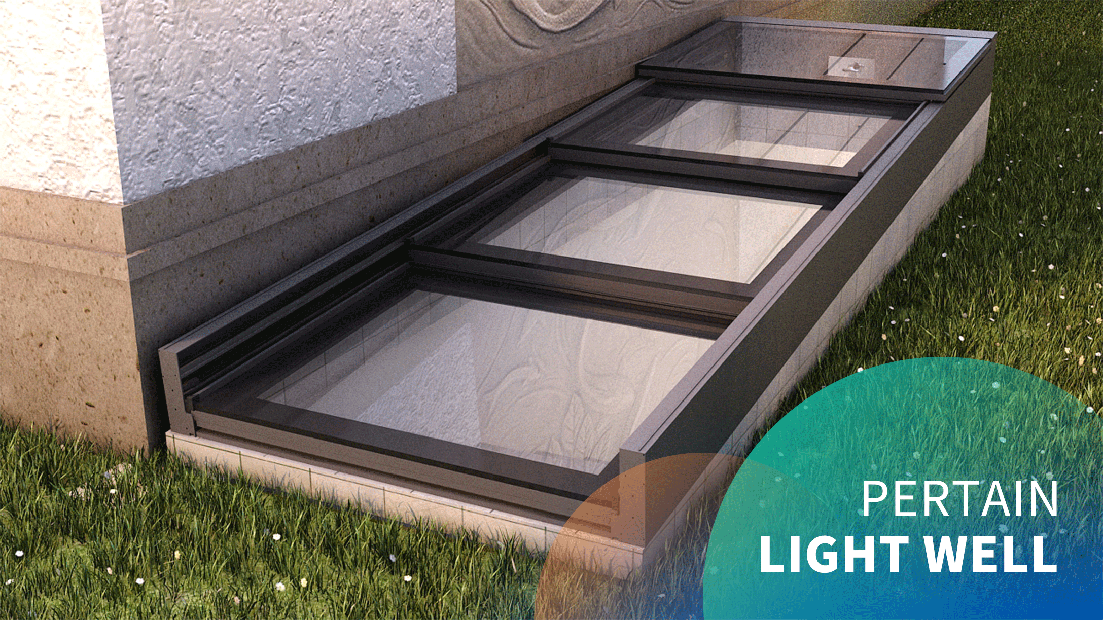 Electric light well retractable skylight