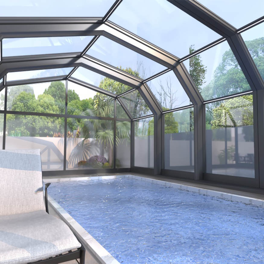 3D rendering of retractable pool cover