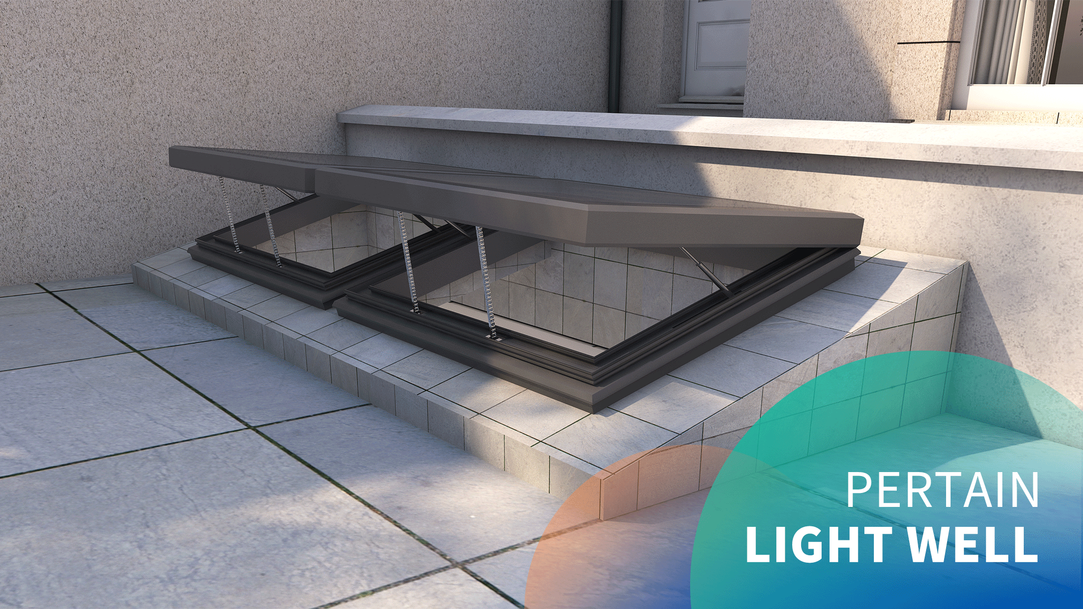 Electric lightwell 40° top-hung skylight