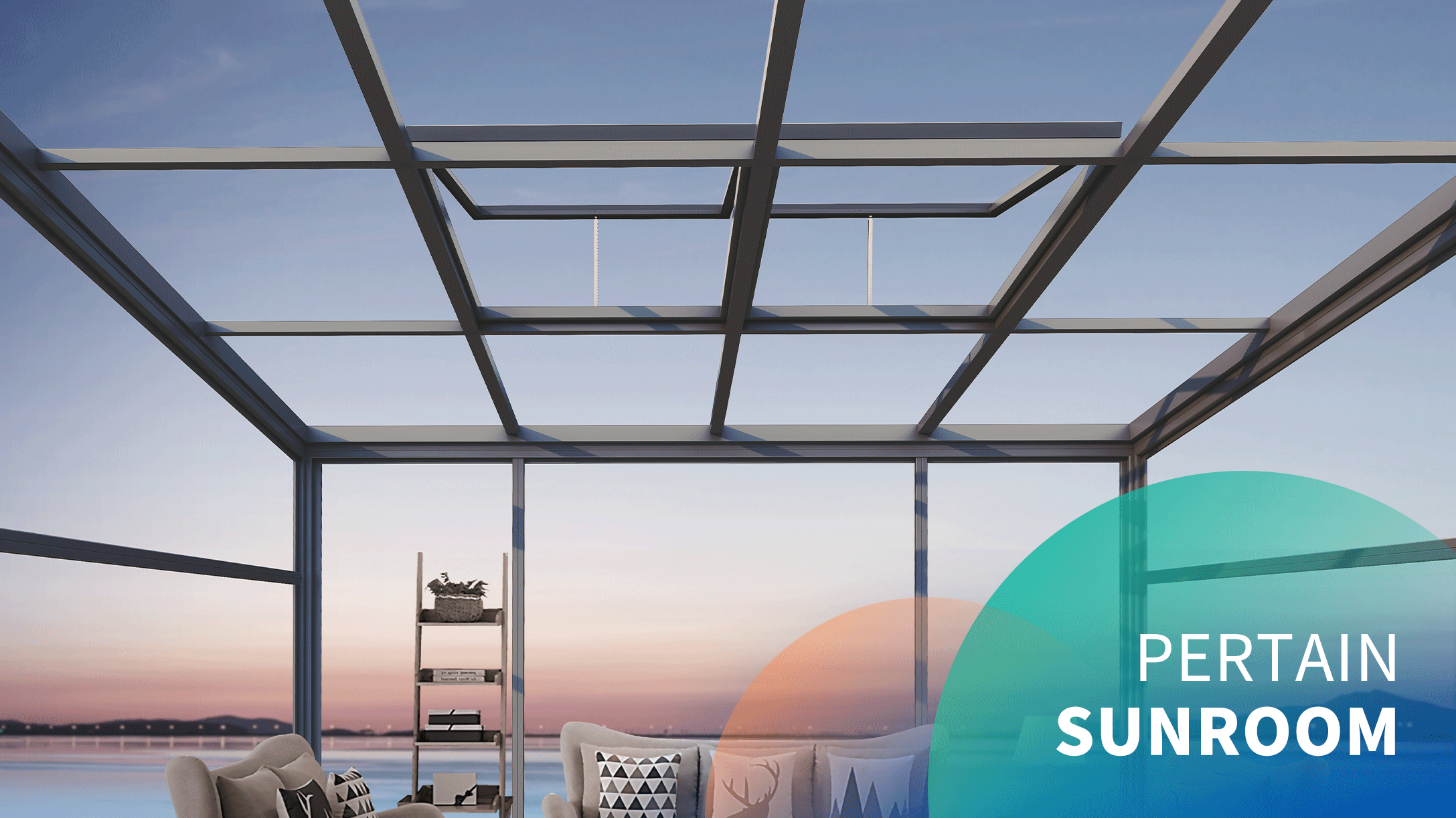 Electric sunroom roof 40° top-hung skylight