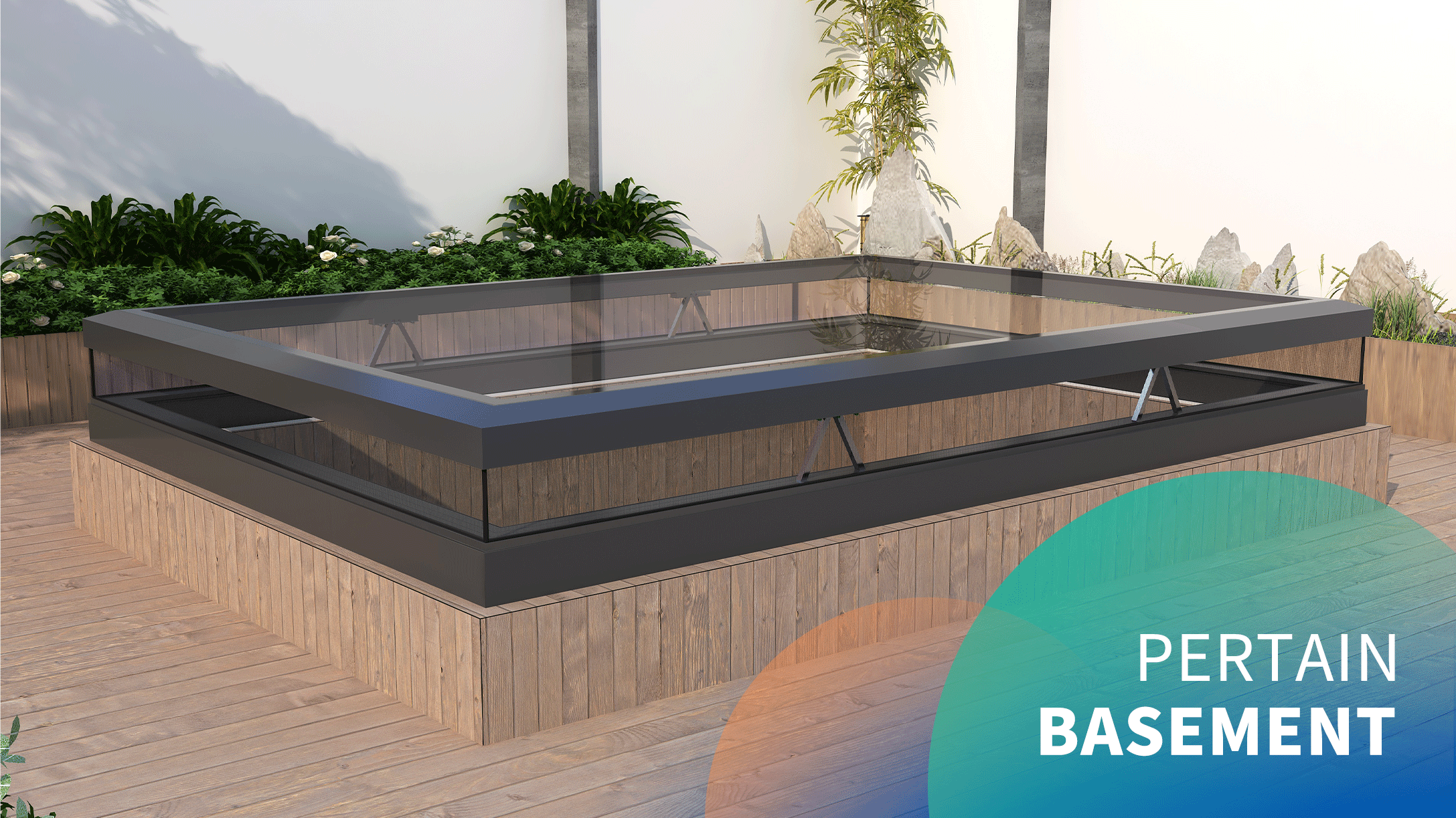 Electric basement rising skylight