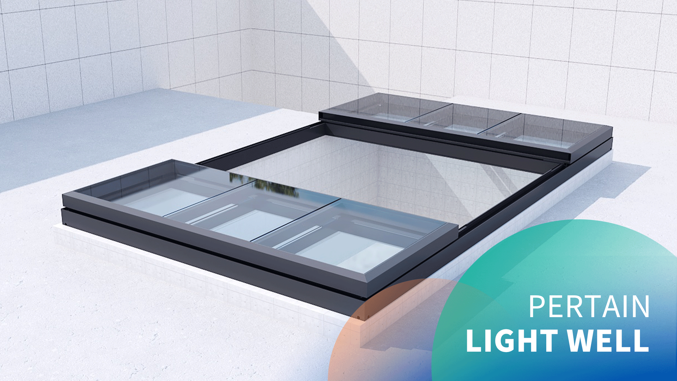 Electric large light well sliding skylight