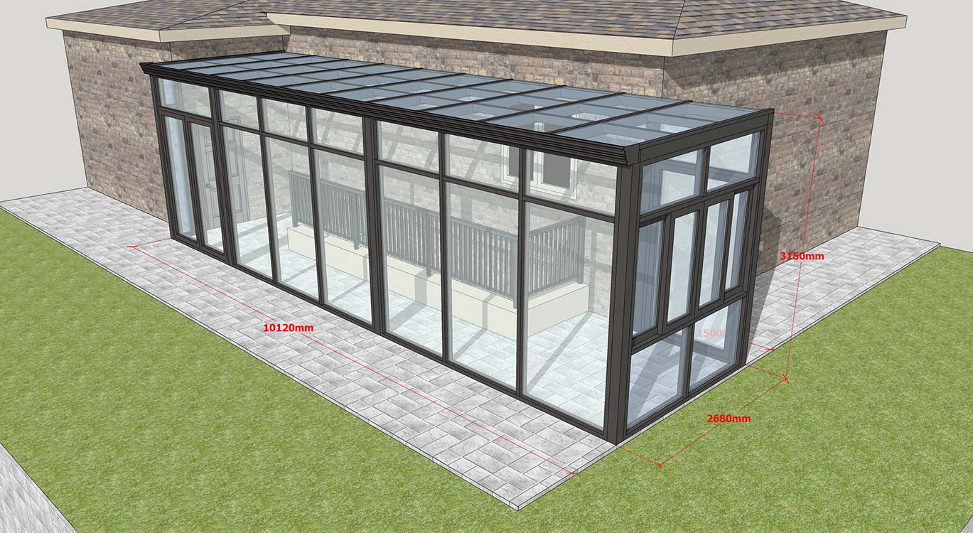 Large flat roof sunroom