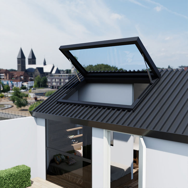 Motorized 90° top-hung roof skylight