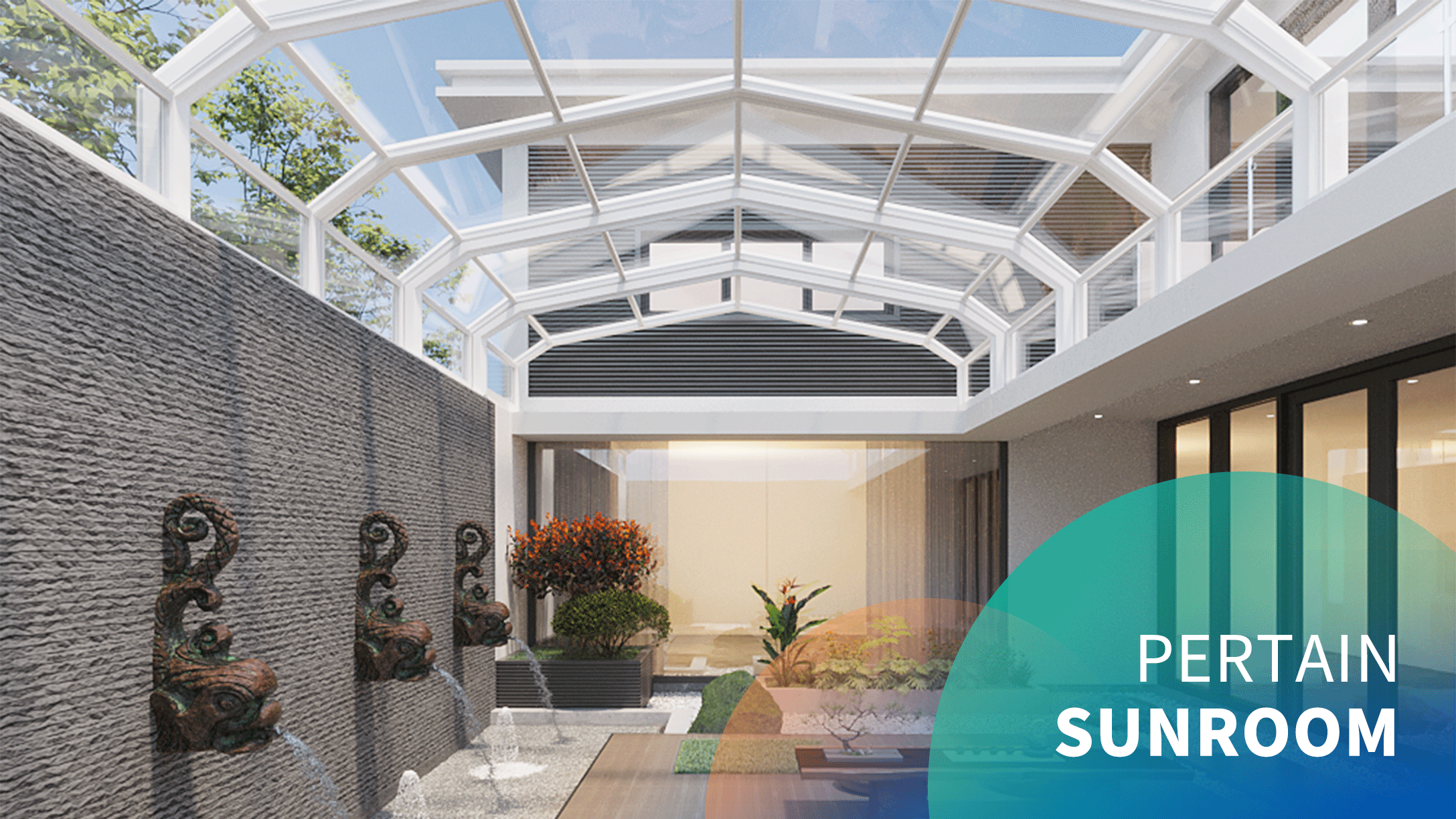 automatic patio enclosed with glass