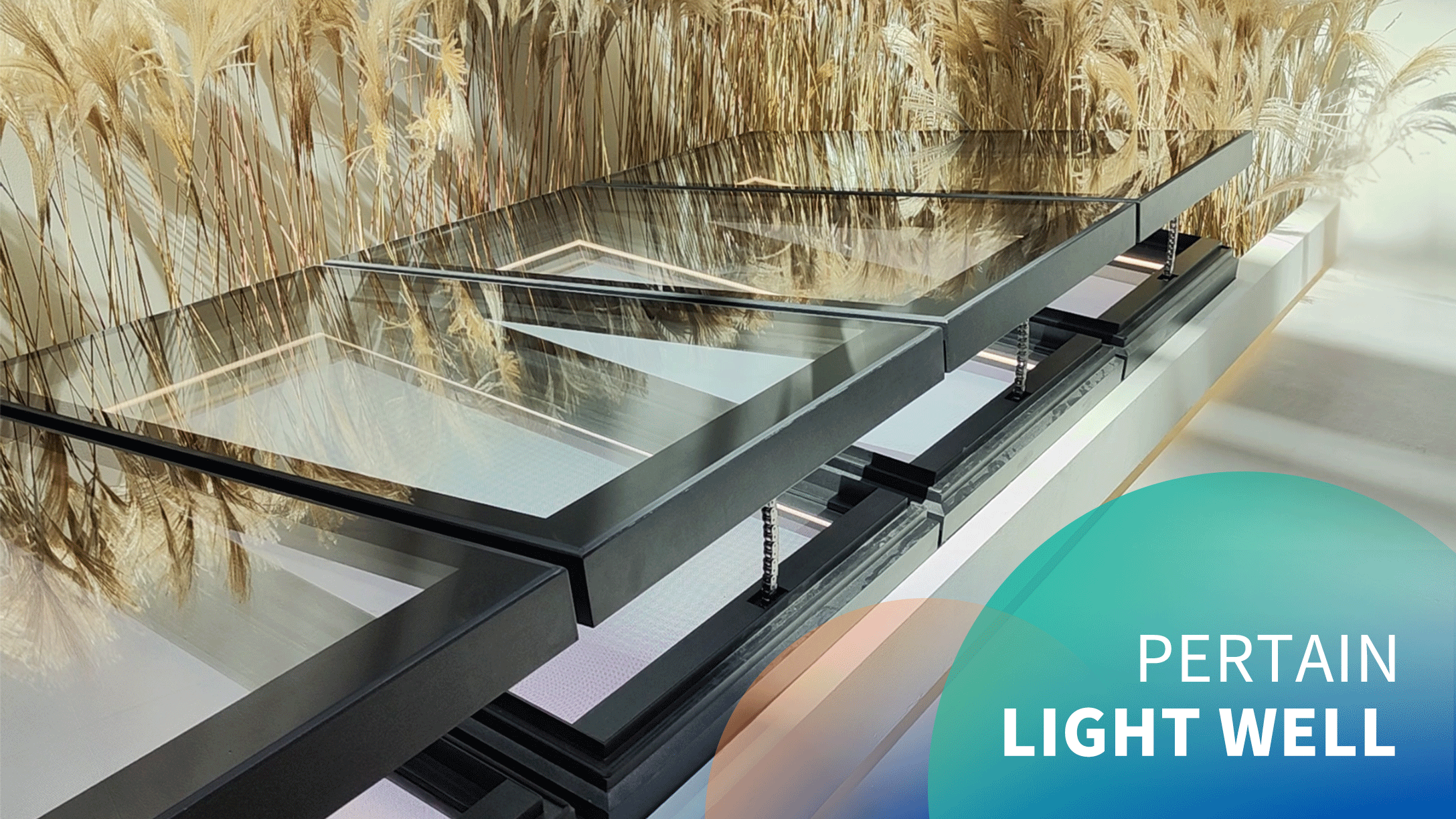 Motorized light well extremely narrow hidden frame skylight