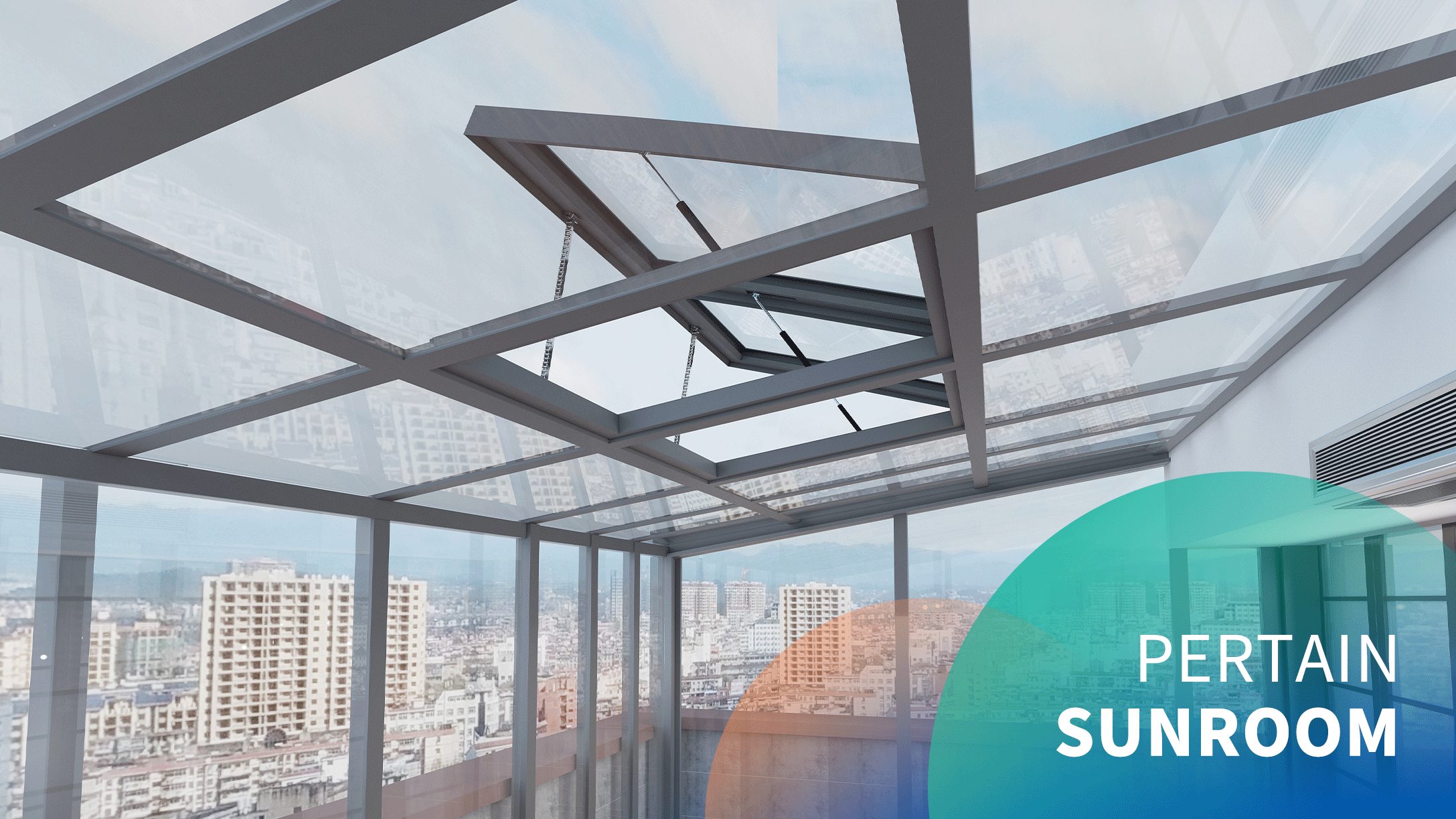 Electric sunroom roof 40° top-hung skylight