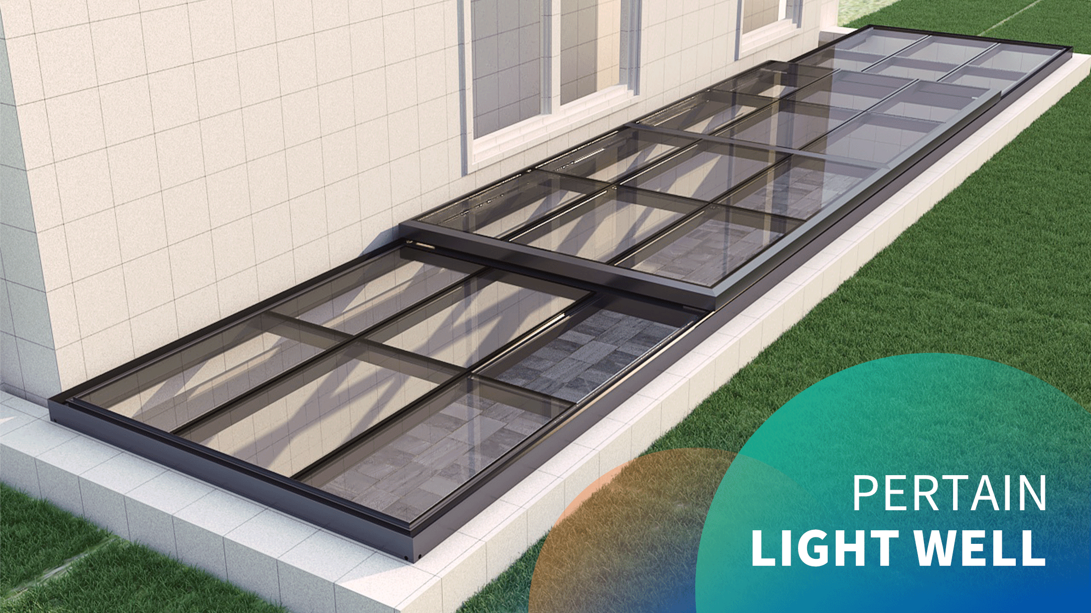 Electric large light well sliding skylight