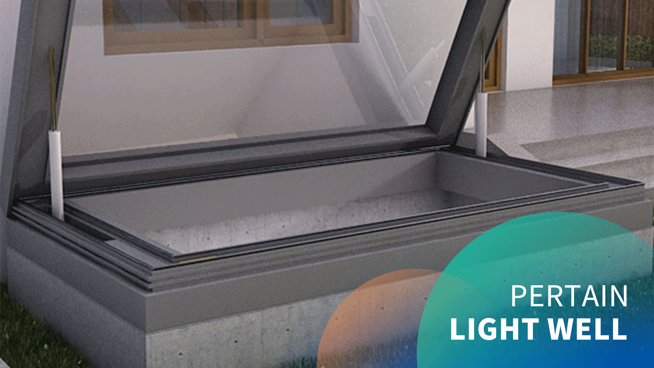 Electric Lightwell 70° top-hung skylights