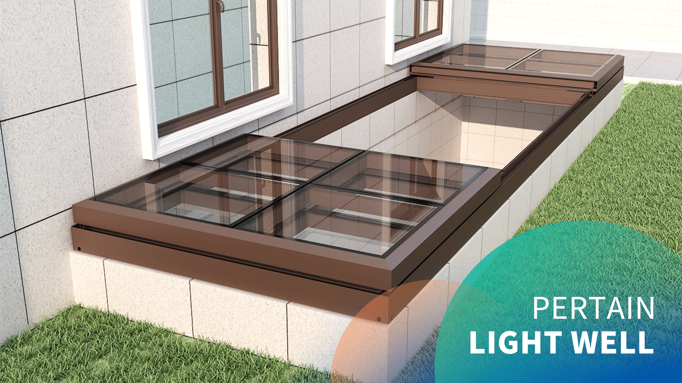 Electric large light well sliding skylight