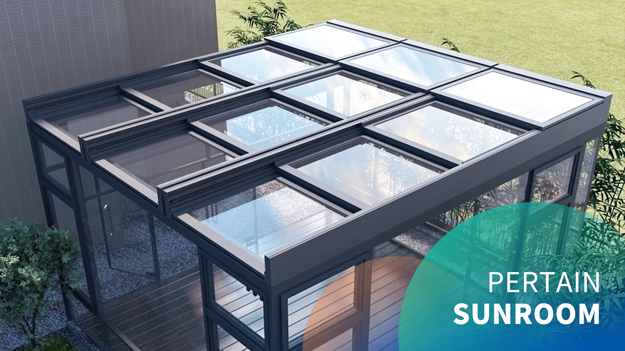 Electric sunroom roof retractable skylight