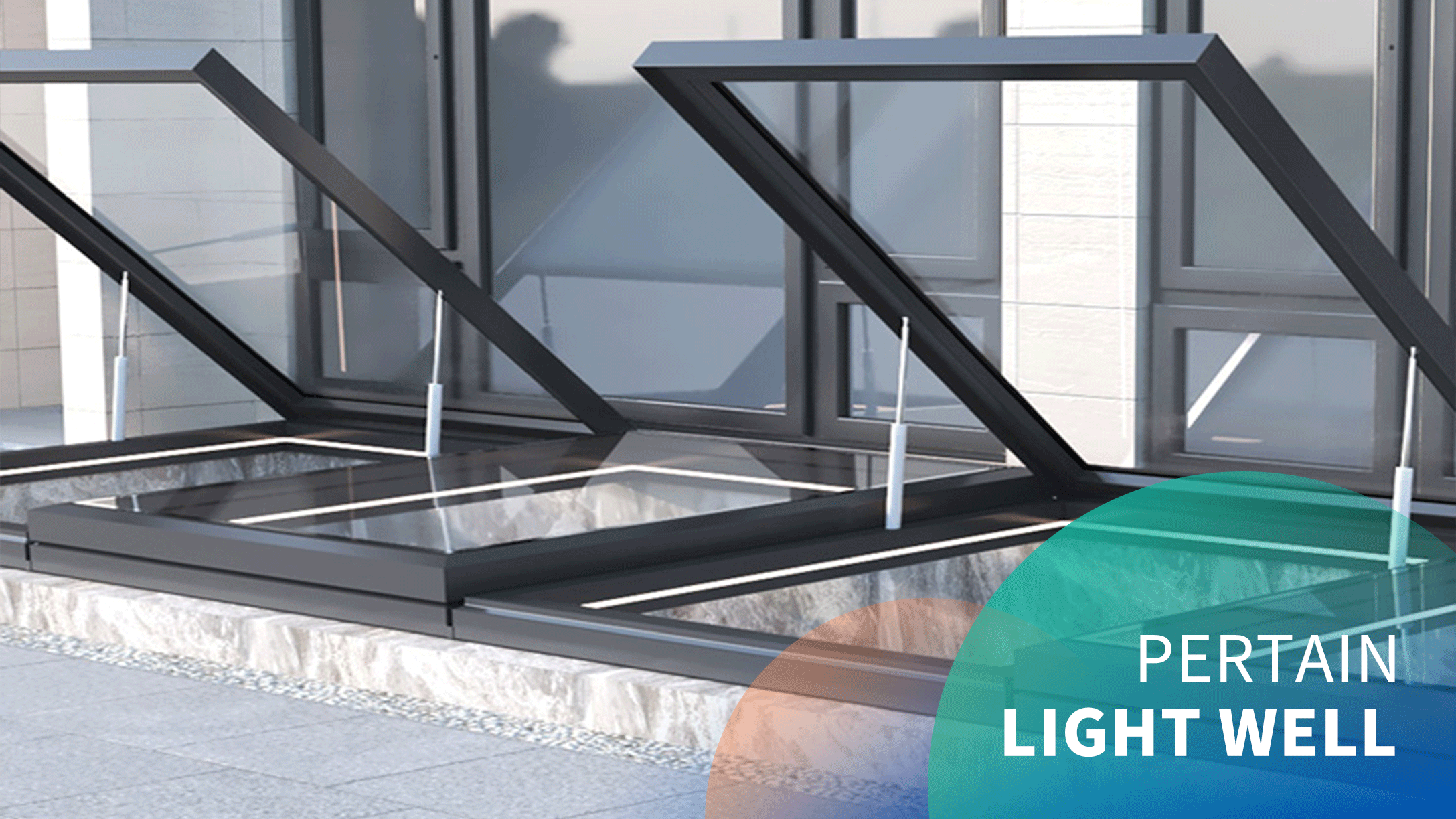 Electric Lightwell 70° top-hung skylights