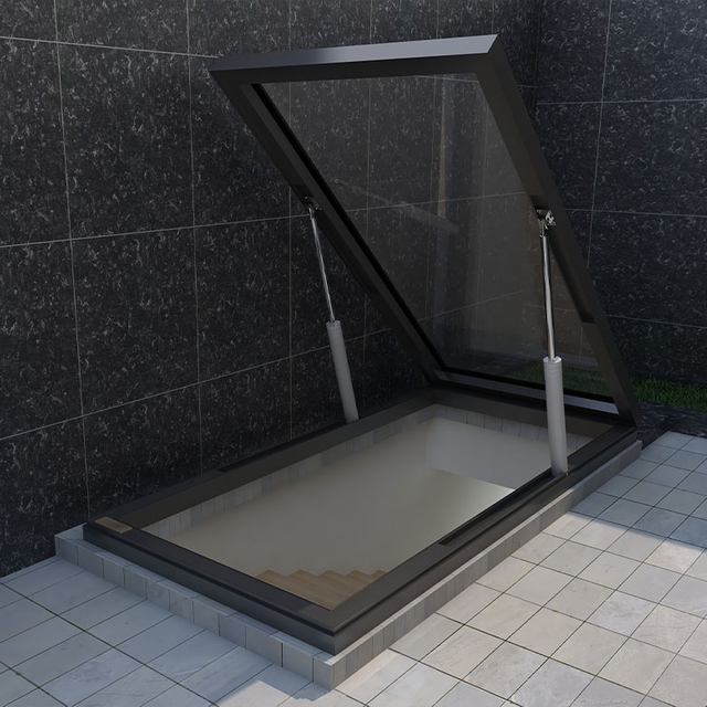 Electric 90° TOP-HUNG skylight for staircase entrance