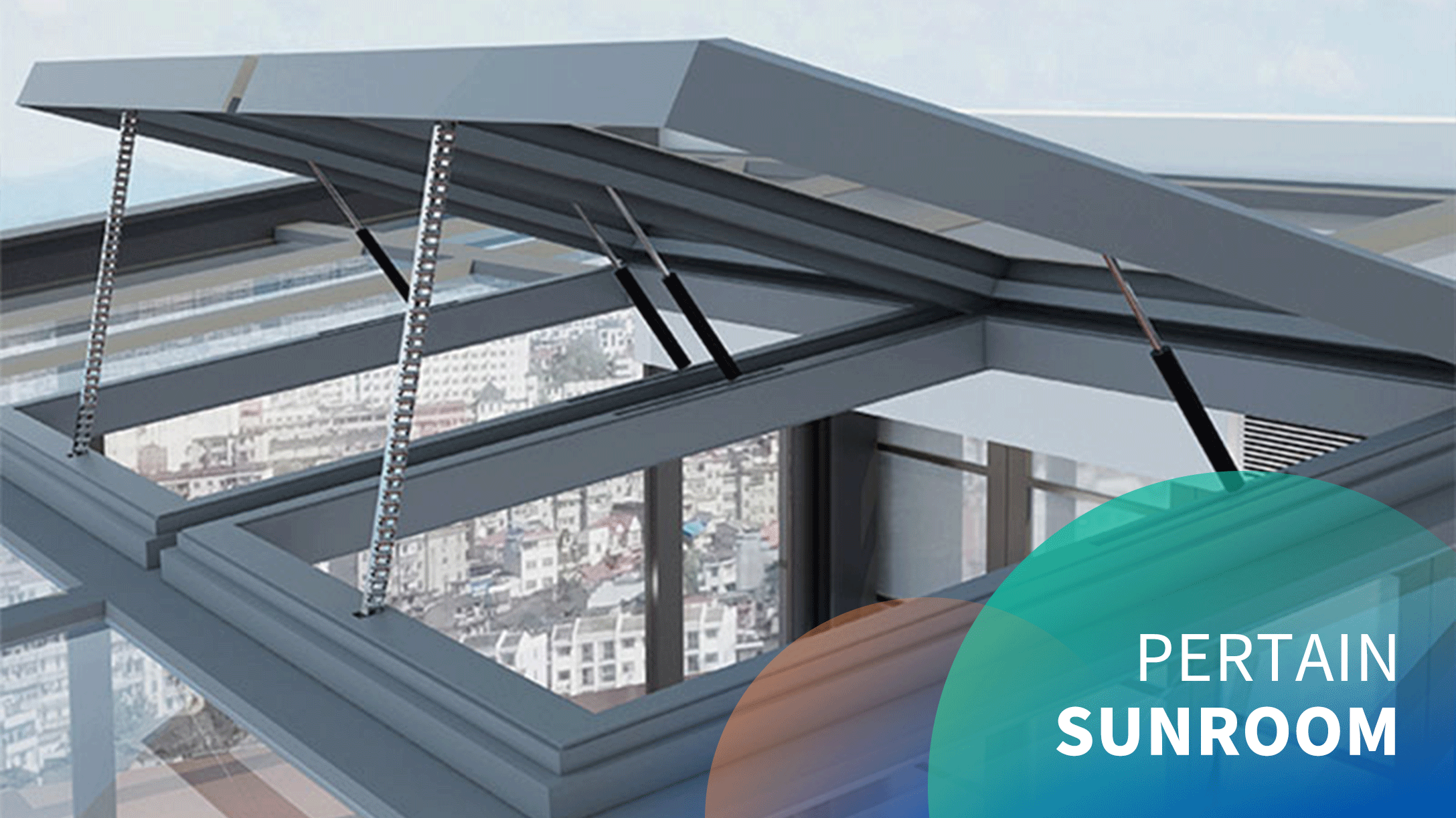 Electric sunroom roof insulated aluminum skylight