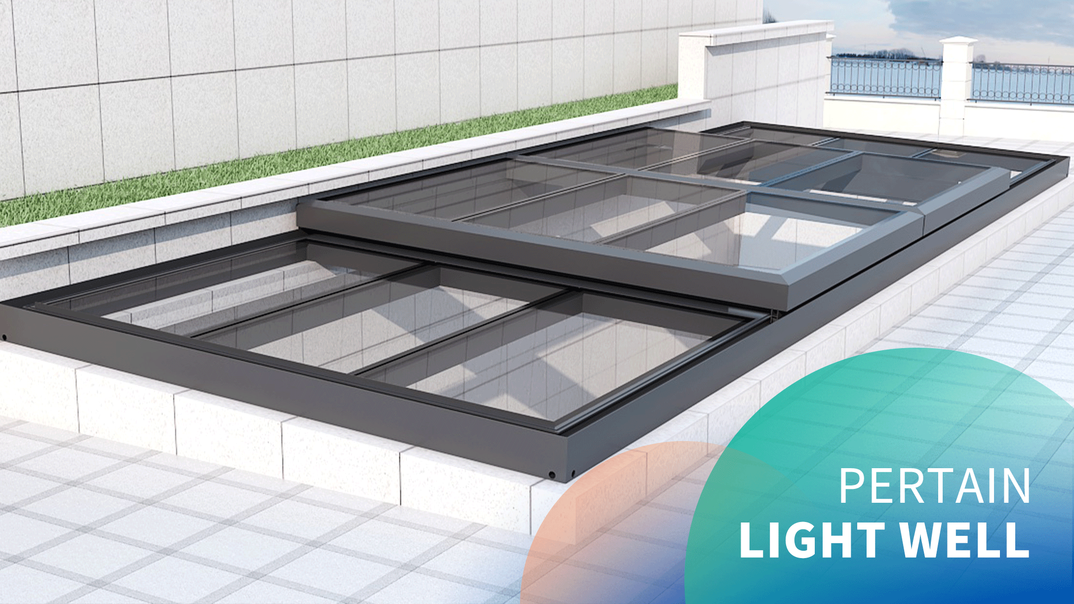 Electric large light well sliding skylight