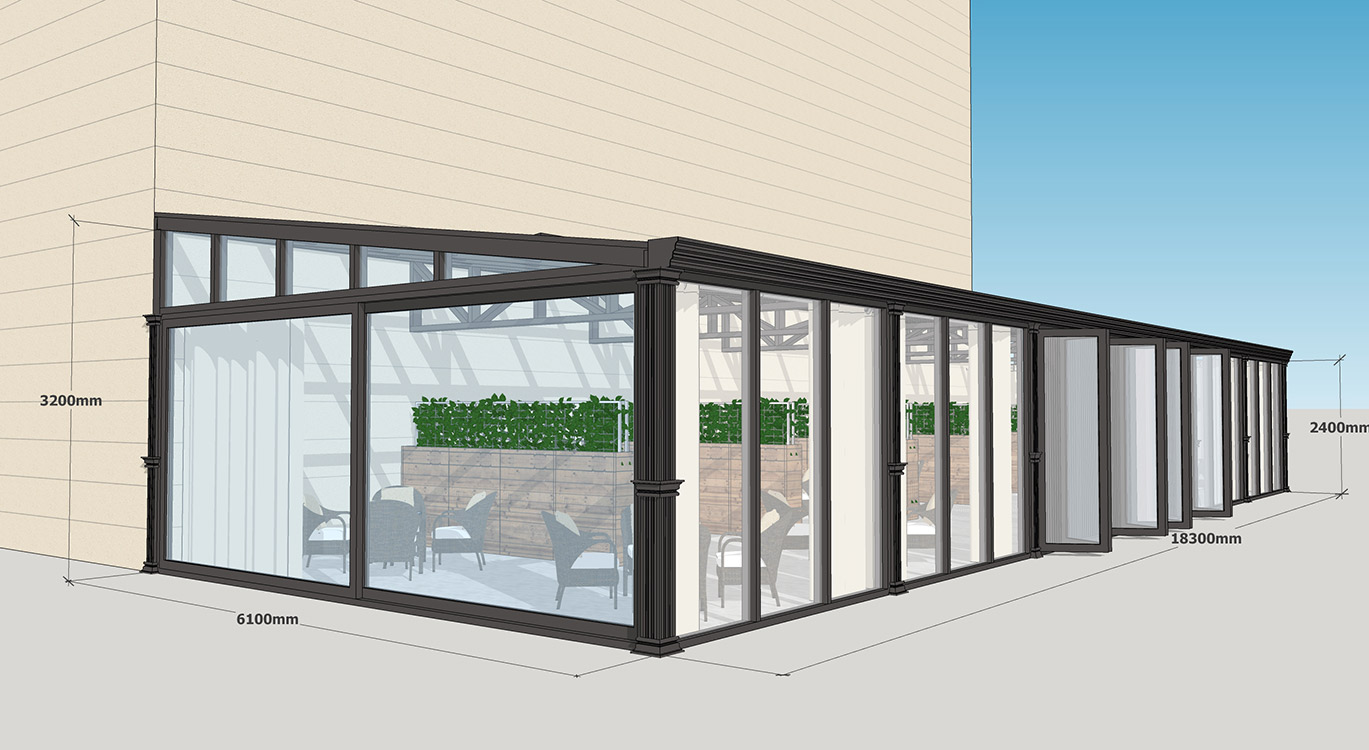 Large L-shaped sunroom