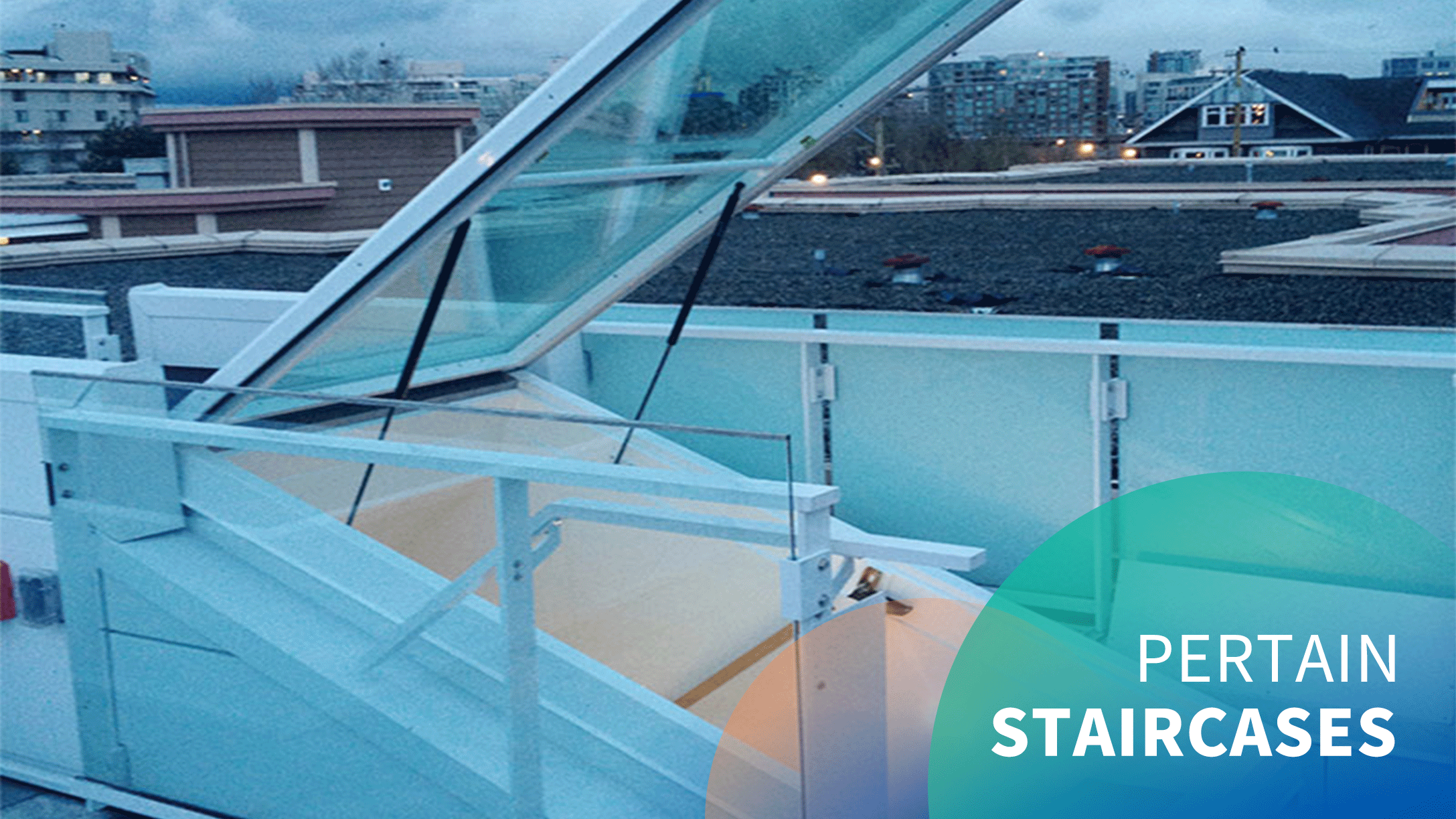 Electric stairways 90° top-hung skylights