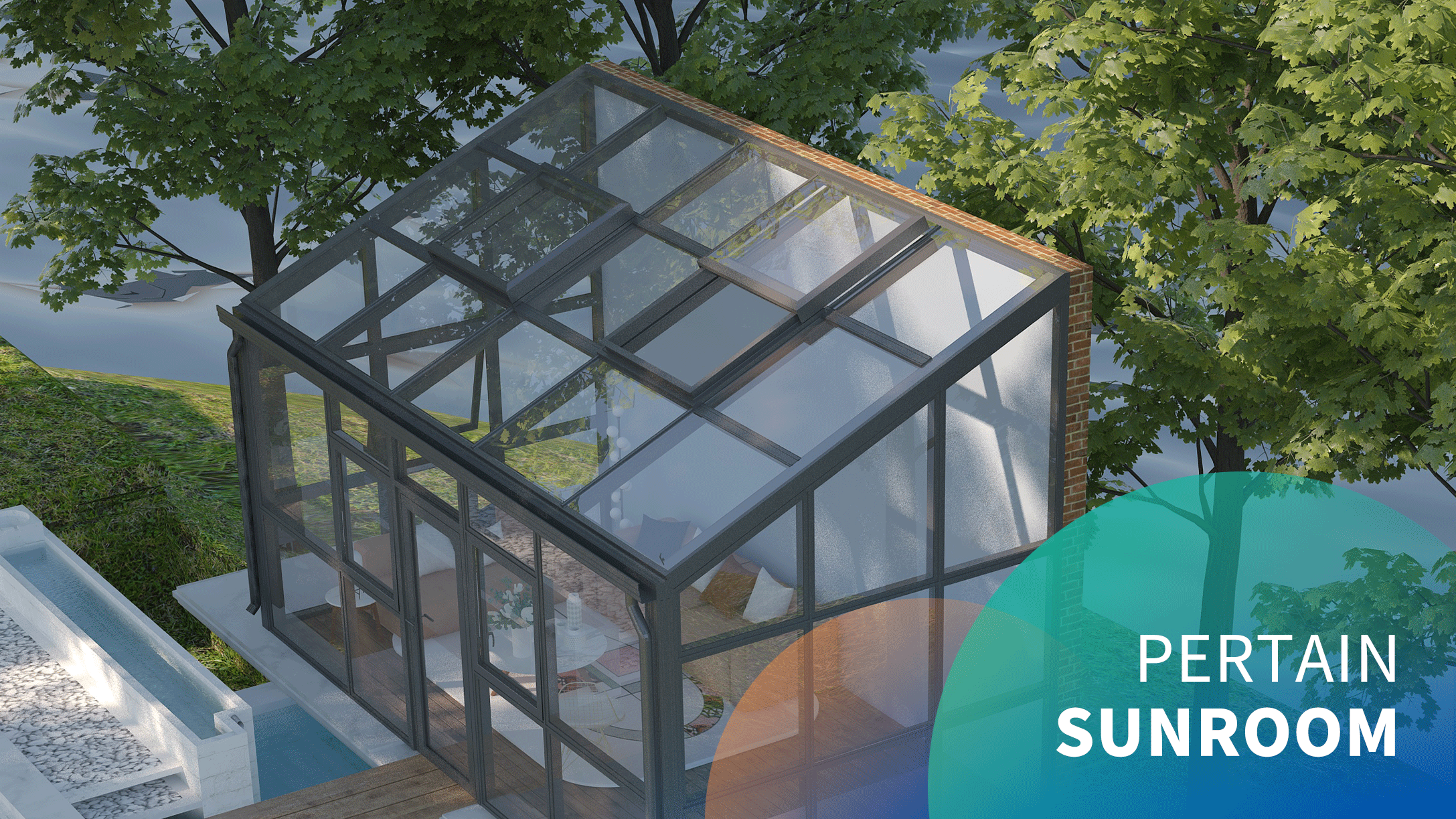 Electric sunroom roof trackless small sliding skylight