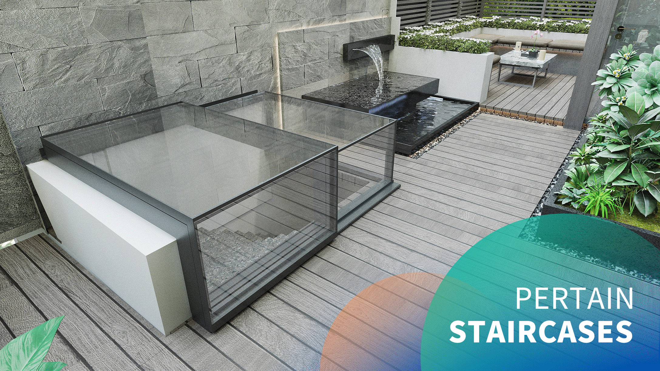 L shaped electric staircases sliding skylights hatch