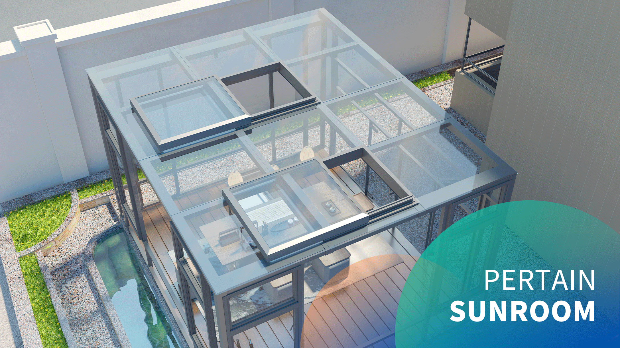 Electric sunroom roof trackless small sliding skylight