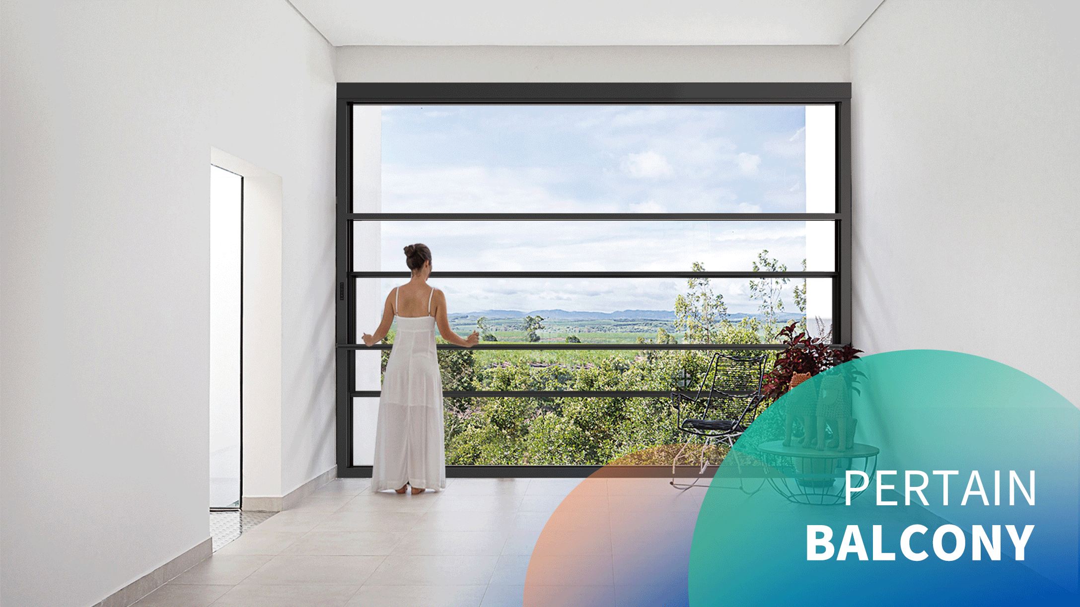 Electric three-stage balcony lift window