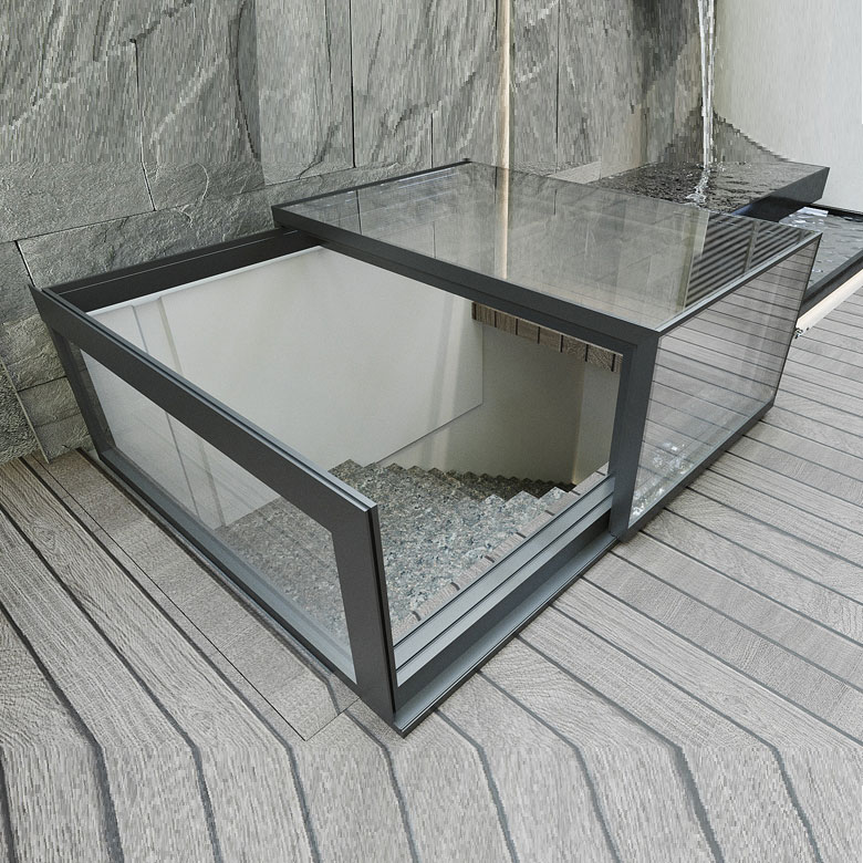 Norway Electric L Shaped Sliding Skylight for Staircases