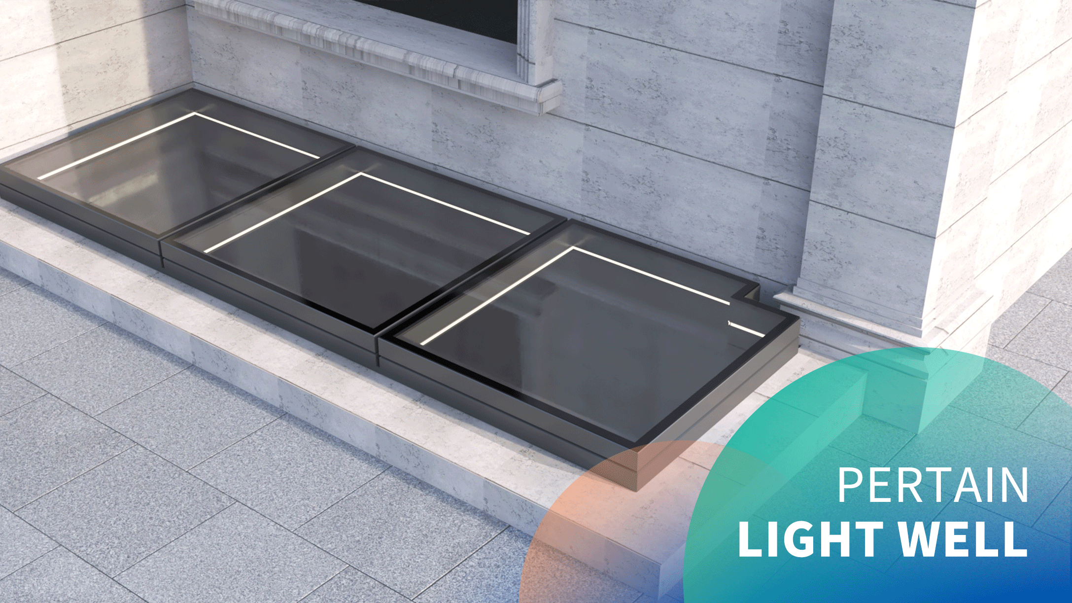 Motorized light well extremely narrow hidden frame skylight