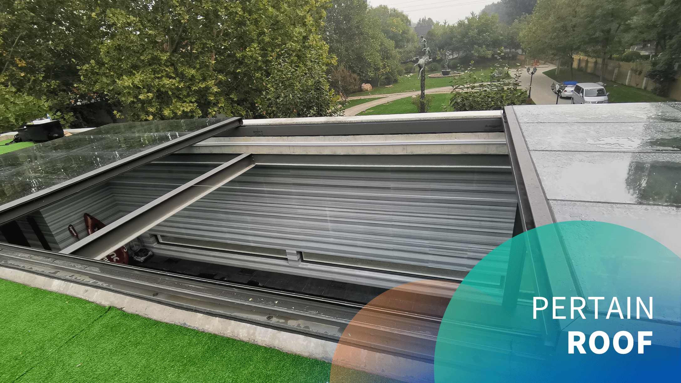 Electric large roof sliding skylight