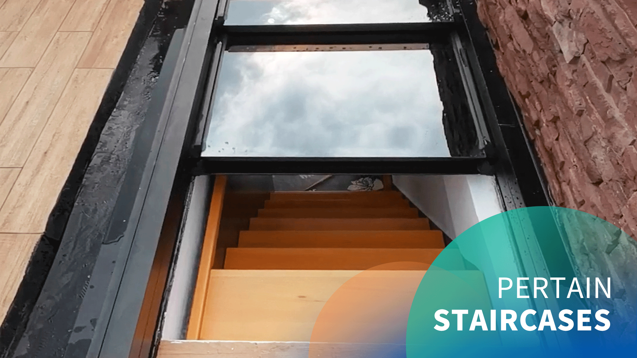 Electric stairway retractable skylight