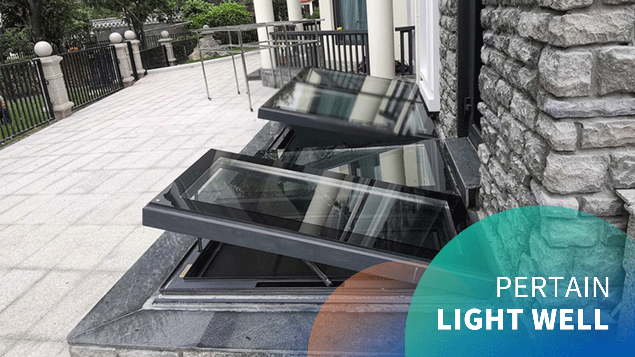 Electric Lightwell 70° top-hung skylights