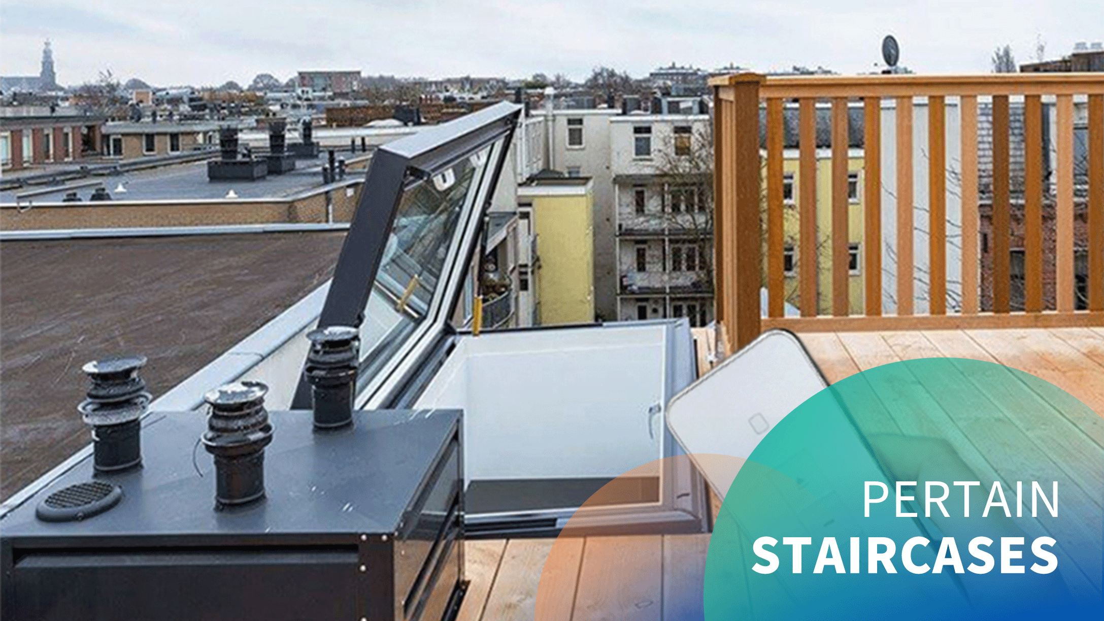 Electric stairs 90° top-hung skylights