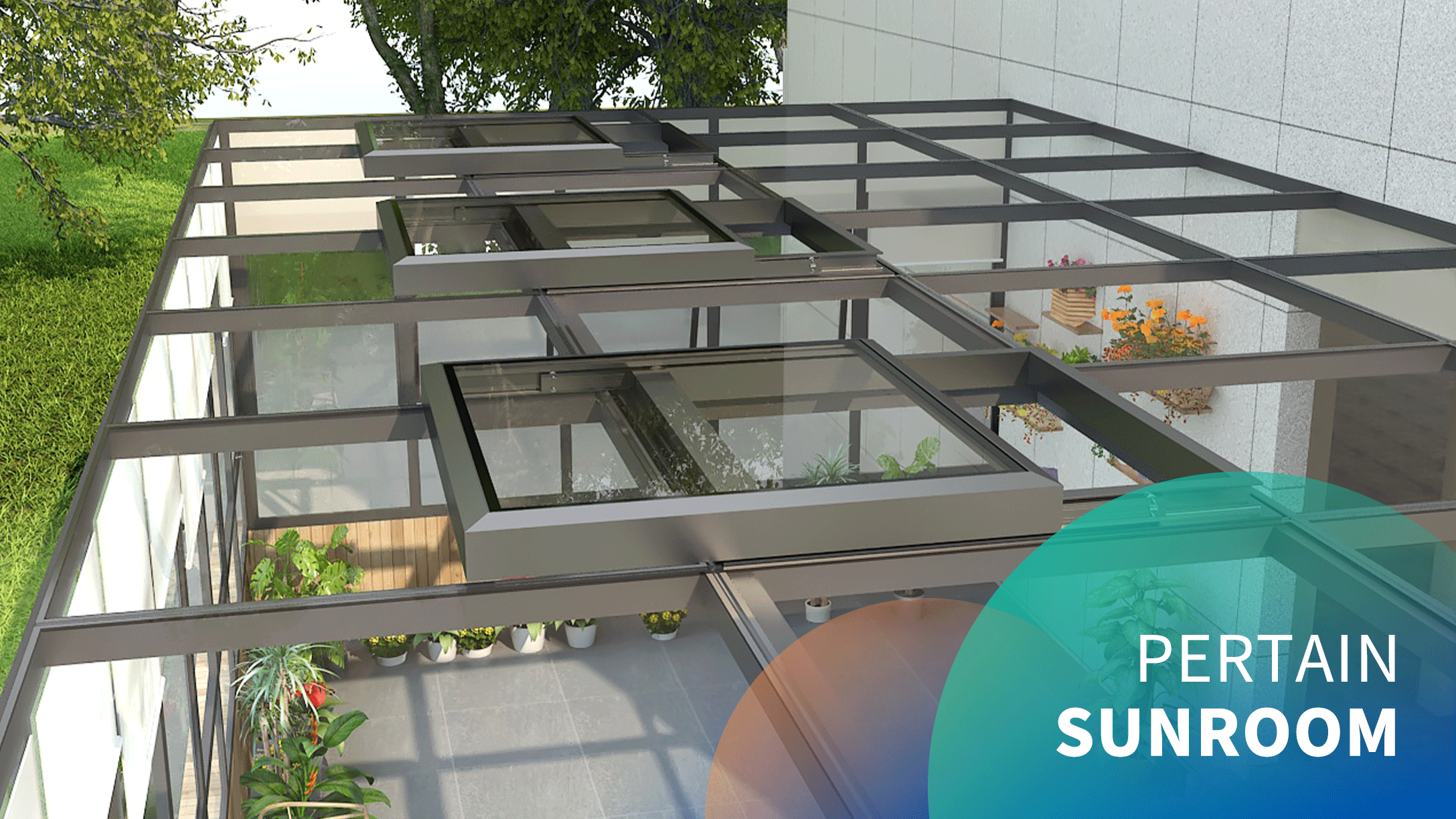 Electric sunroom roof trackless small sliding skylight